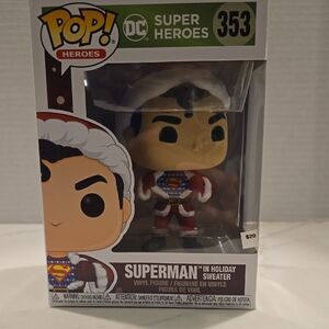 Funko Superman in Red and White Holiday Outfit